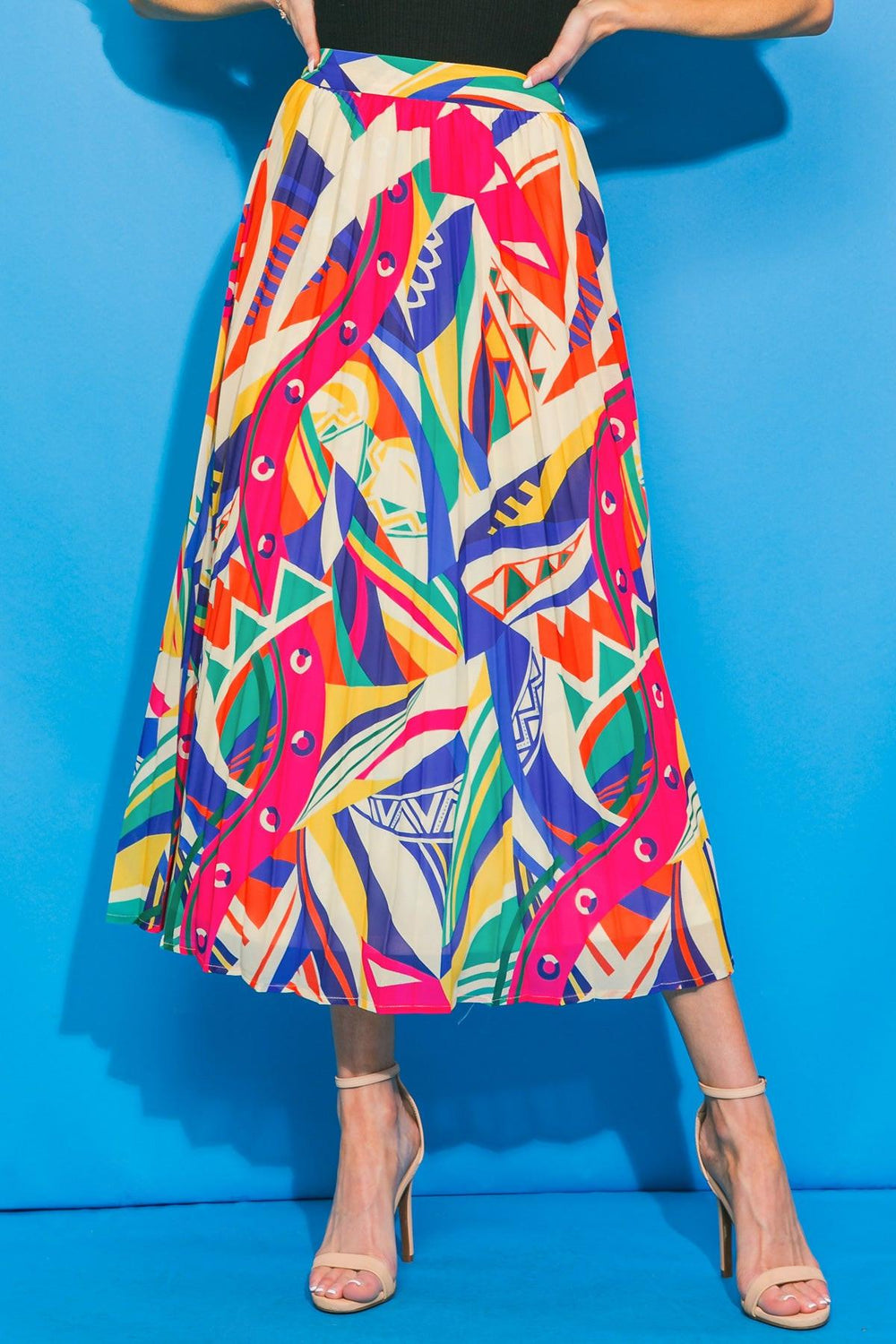 YOURS & MINE WOVEN MIDI SKIRT.