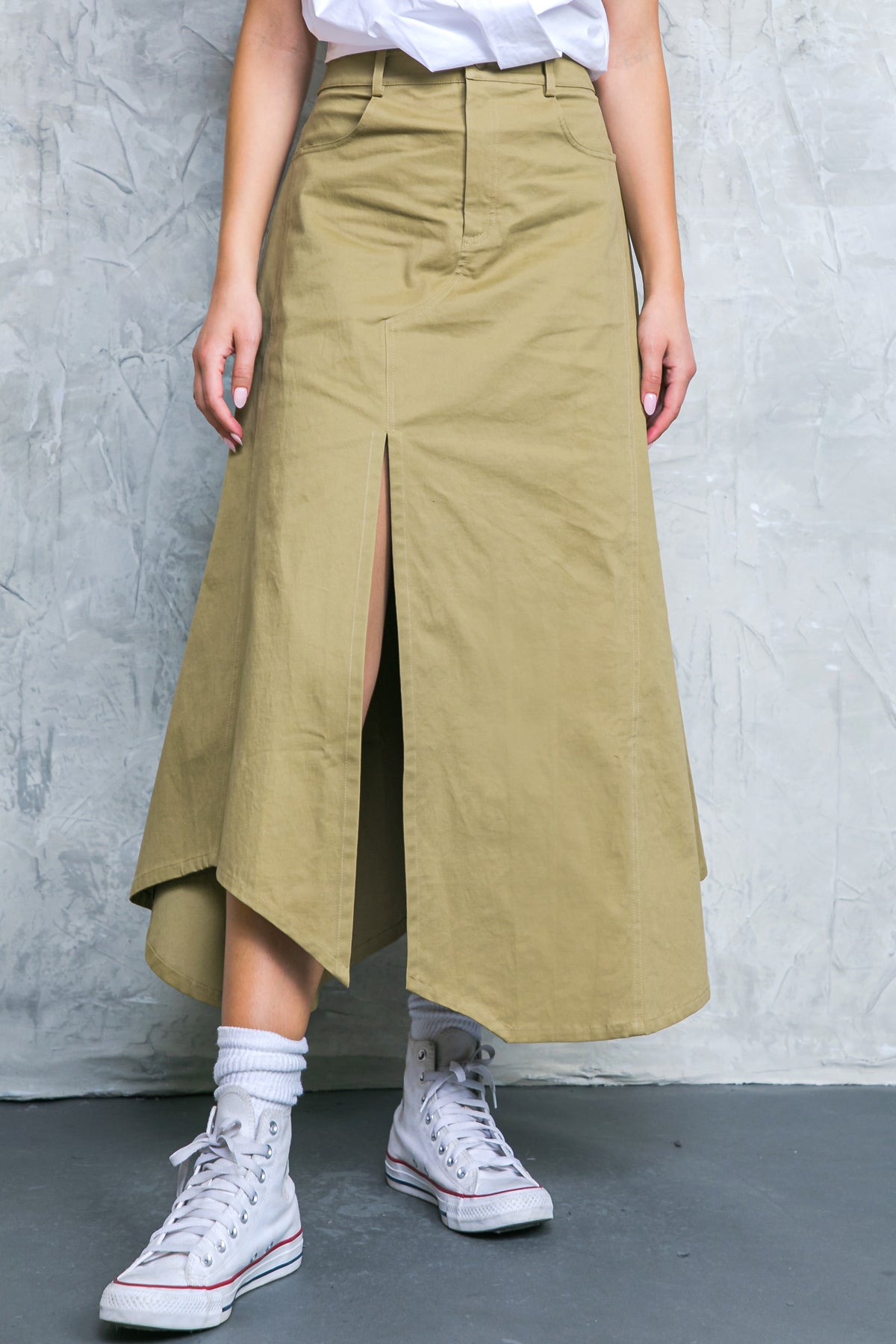 COMPLETE CRUSH TWILL MIDI SKIRT