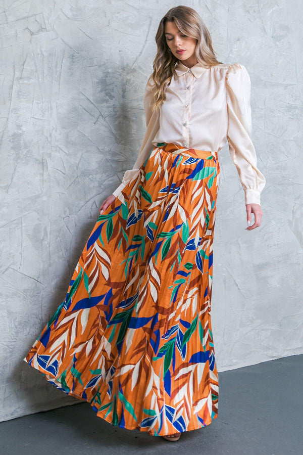 FEELS LIKE FALL WOVEN MAXI SKIRT.