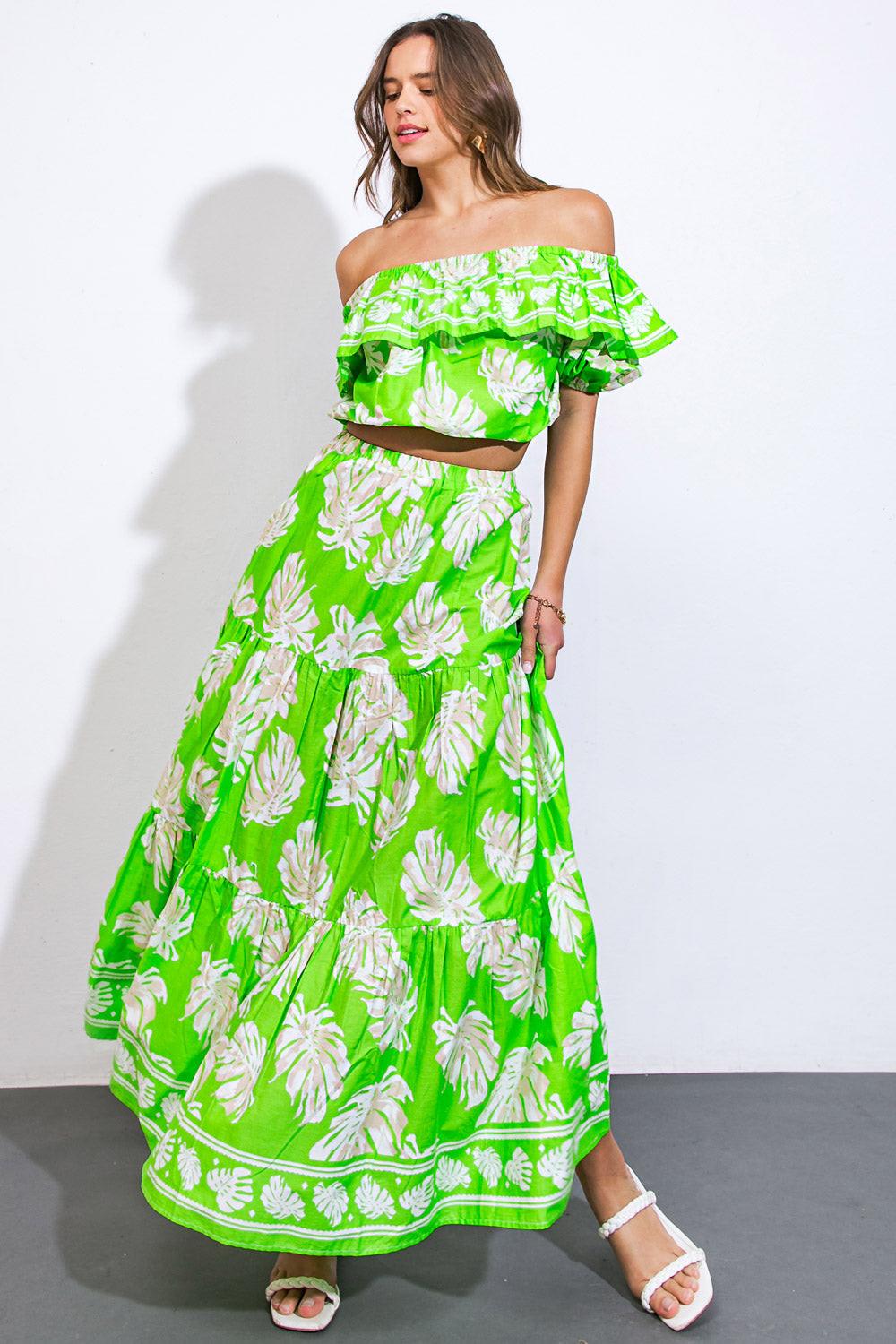 OFF TO BRUNCH WOVEN MAXI SKIRT.