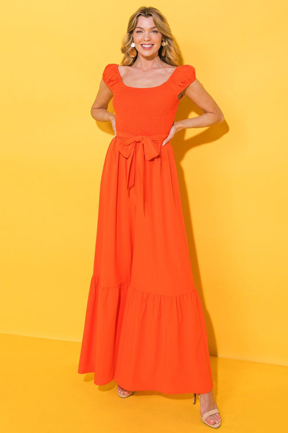 SMILE AFTERNOON IN WOVEN JUMPSUIT.