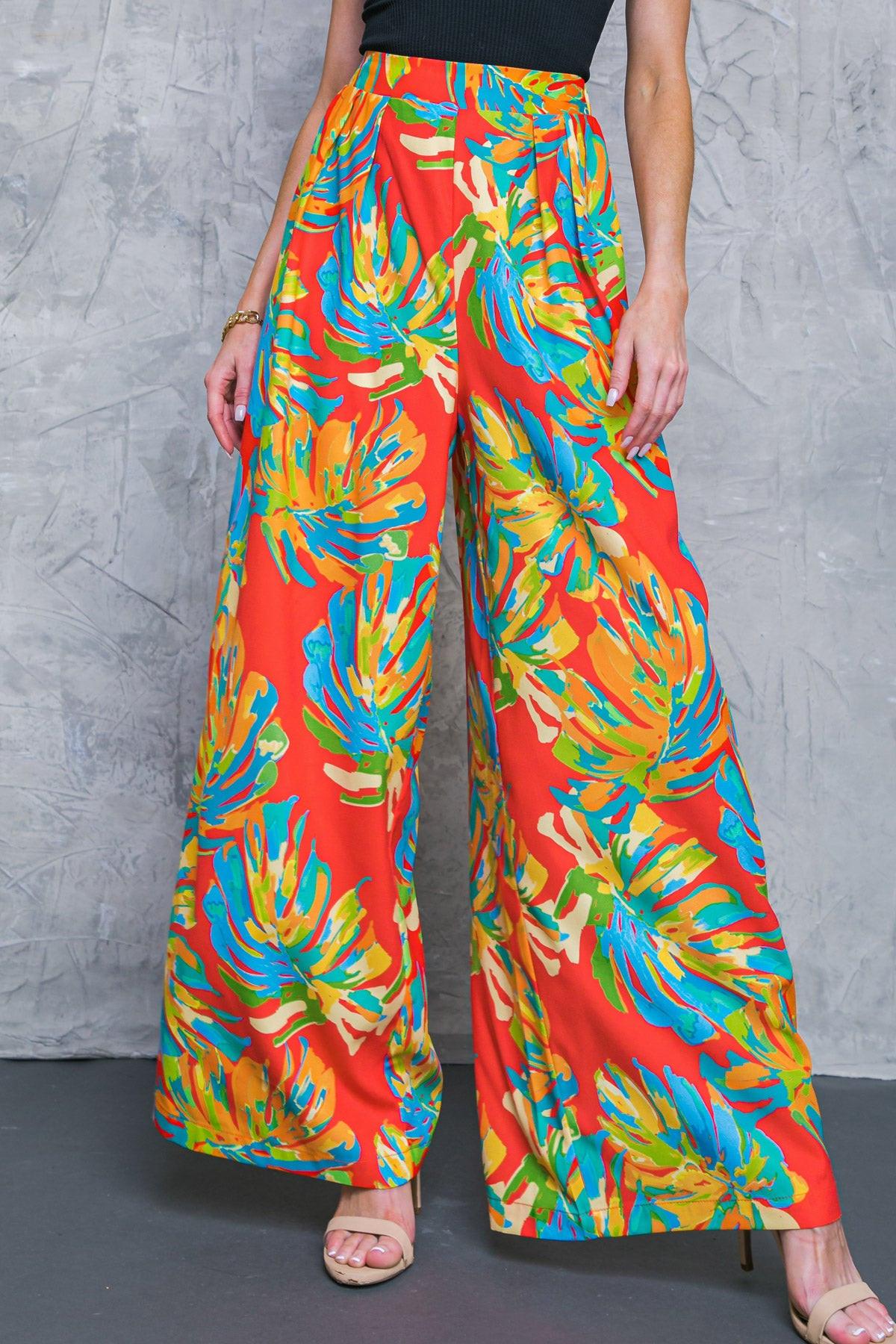 HERE FOR FUN RED WOVEN PANTS.