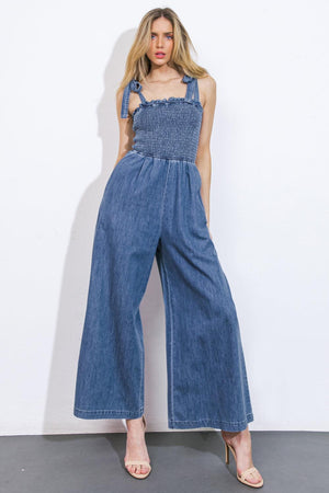 GETTING IT DONE DENIM JUMPSUIT.