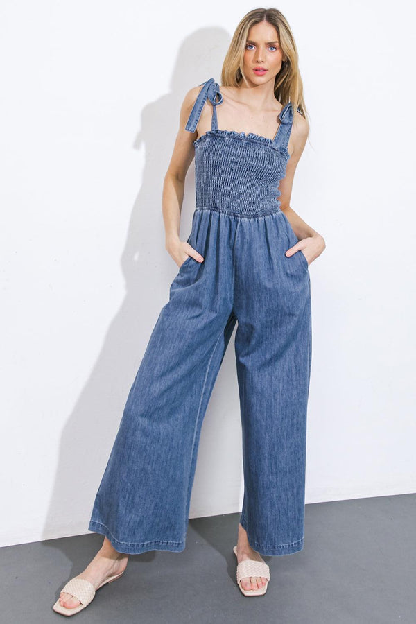GETTING IT DONE DENIM JUMPSUIT.
