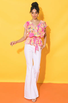 FADED VIEW WOVEN TOP.