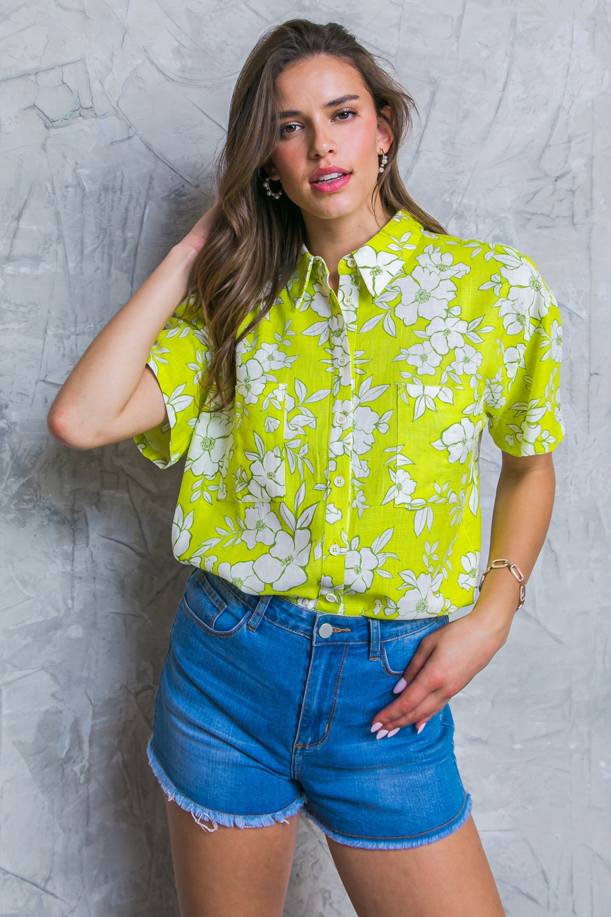 BEACHSIDE PARTY LIME WOVEN TOP