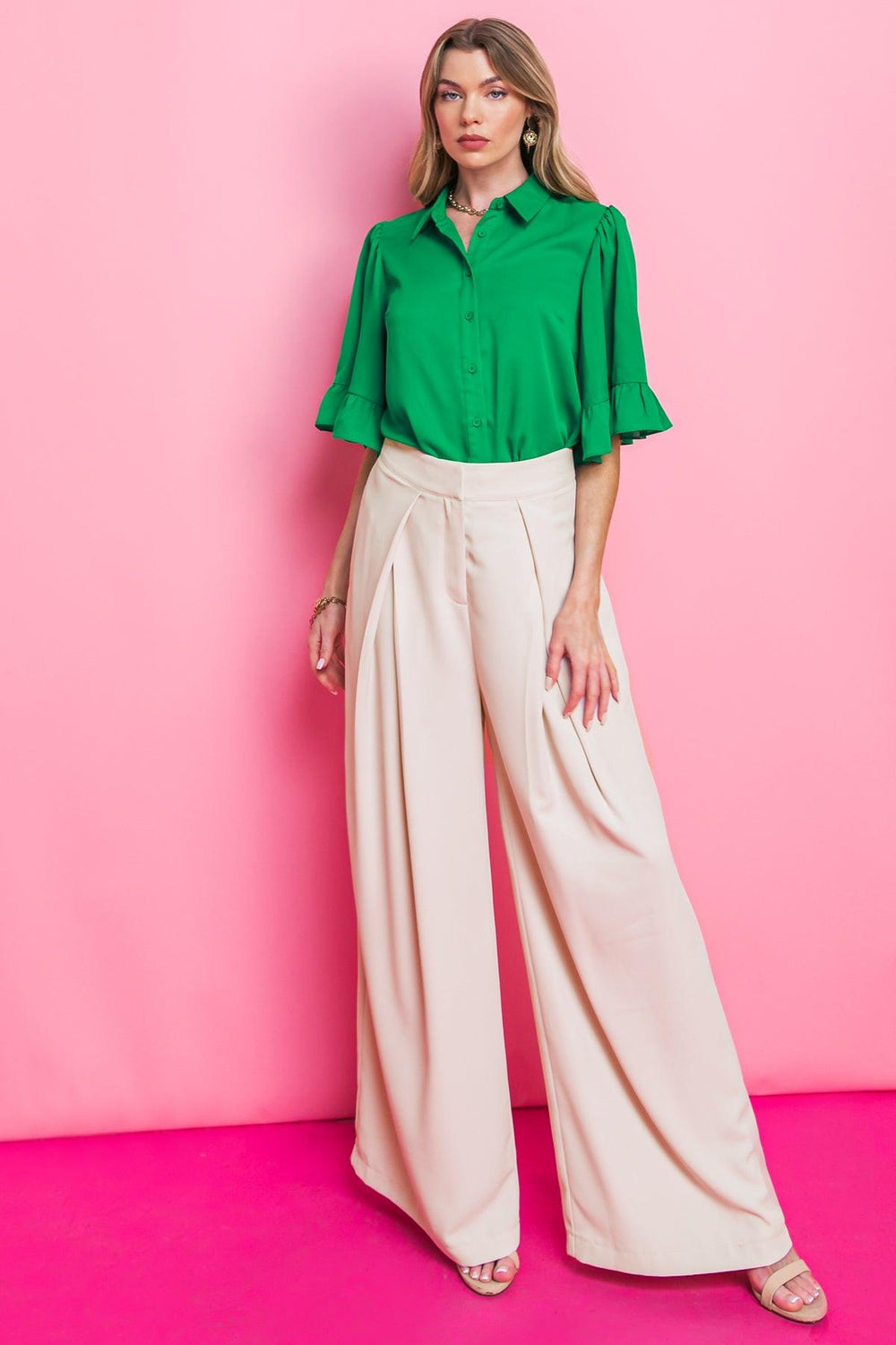 BACK TO BUSINESS WOVEN TOP.