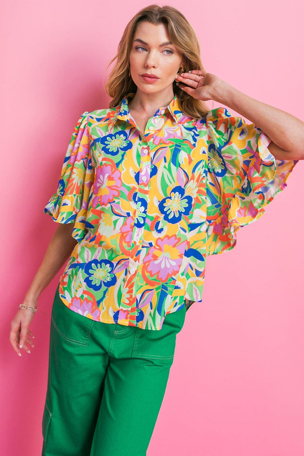 READY TO GET AWAY WOVEN TOP.
