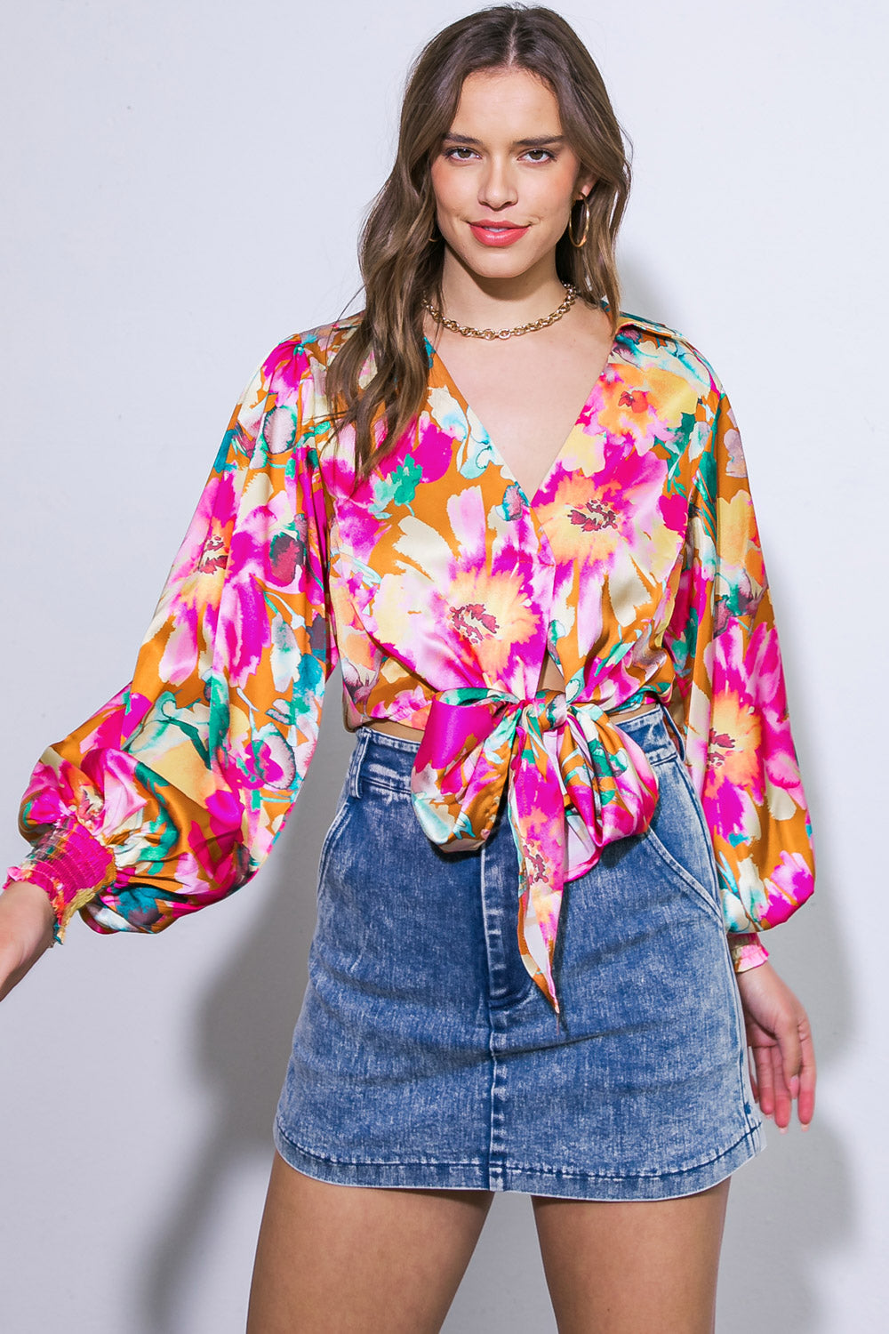 HANGING BY A MOMENT WOVEN SATIN TOP