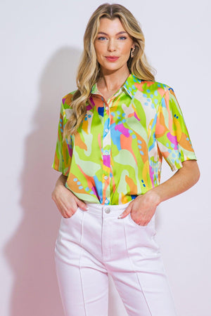 UP FOR ANYTHING WOVEN TOP.