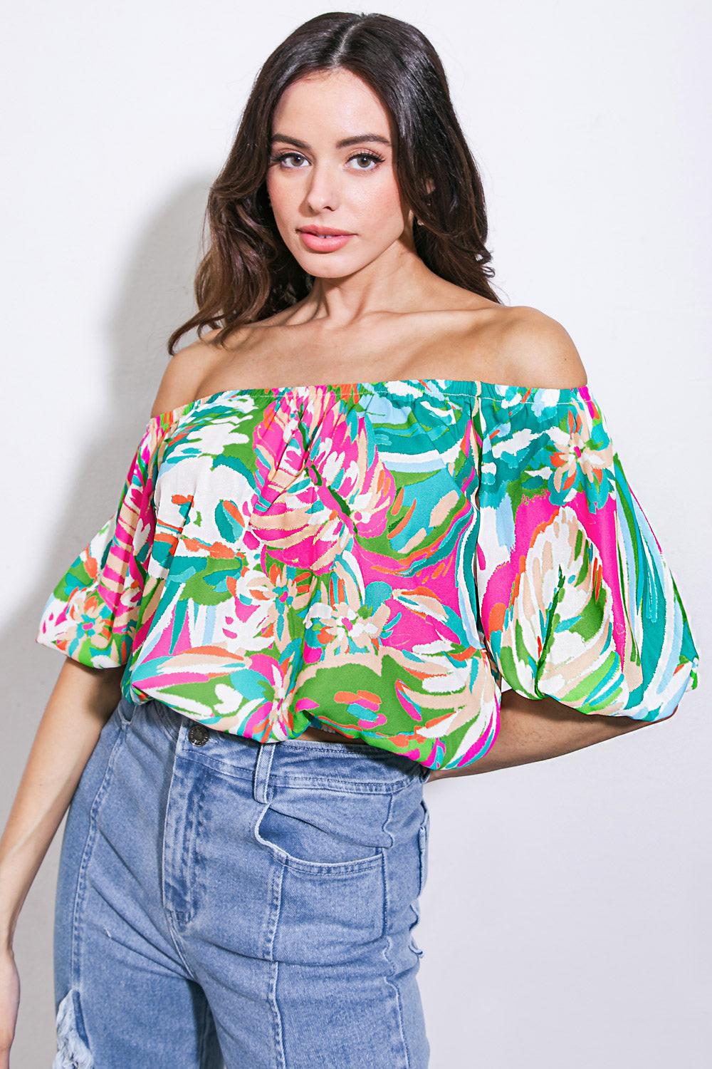 BRING GOOD ENERGY WOVEN TOP.