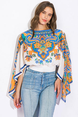 RIGHT THIS WAY WOVEN TOP.