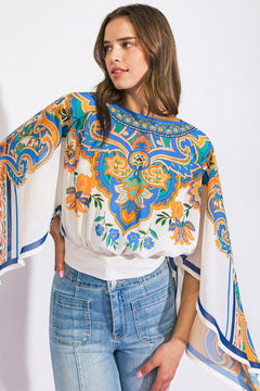 RIGHT THIS WAY WOVEN TOP.