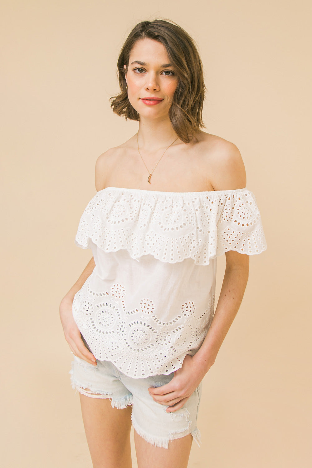 LEAD BY EXAMPLE EYELET TOP
