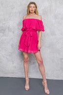 LATE NIGHT TALKING WOVEN ROMPER.