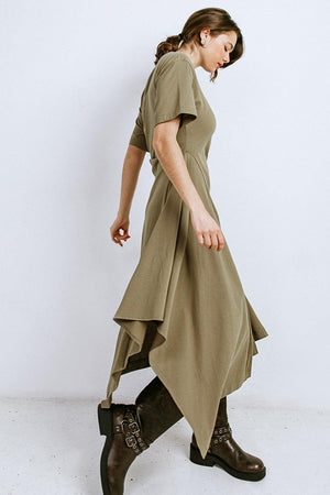 RIGHT ON CUE KNIT MIDI DRESS.