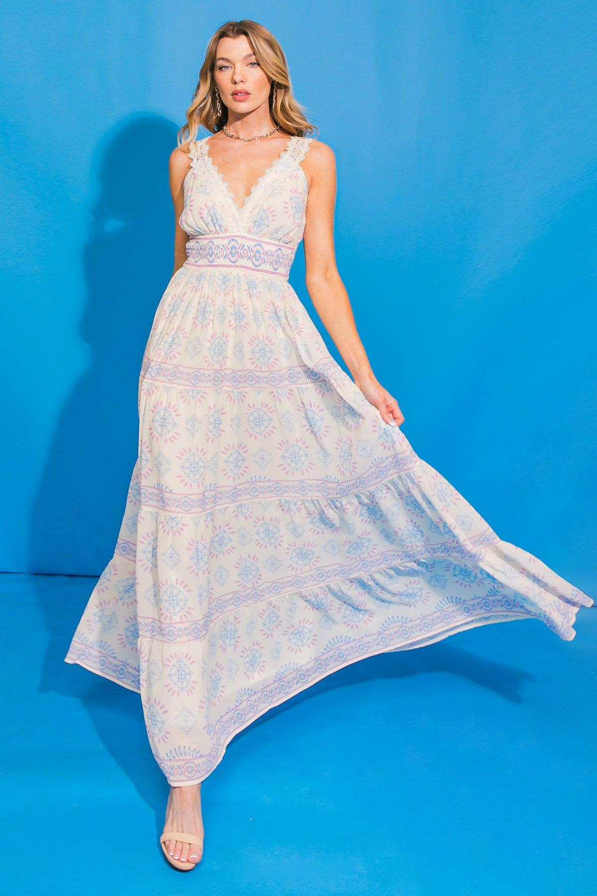 LOVELY ANGEL WOVEN MIDI DRESS.