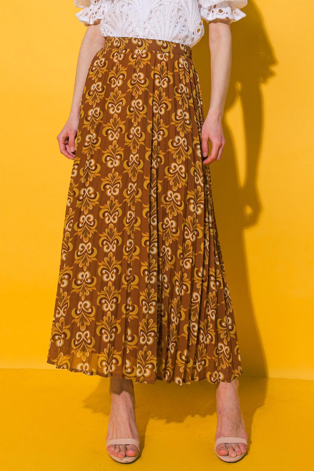 GUEST OF HONOR WOVEN MIDI SKIRT.