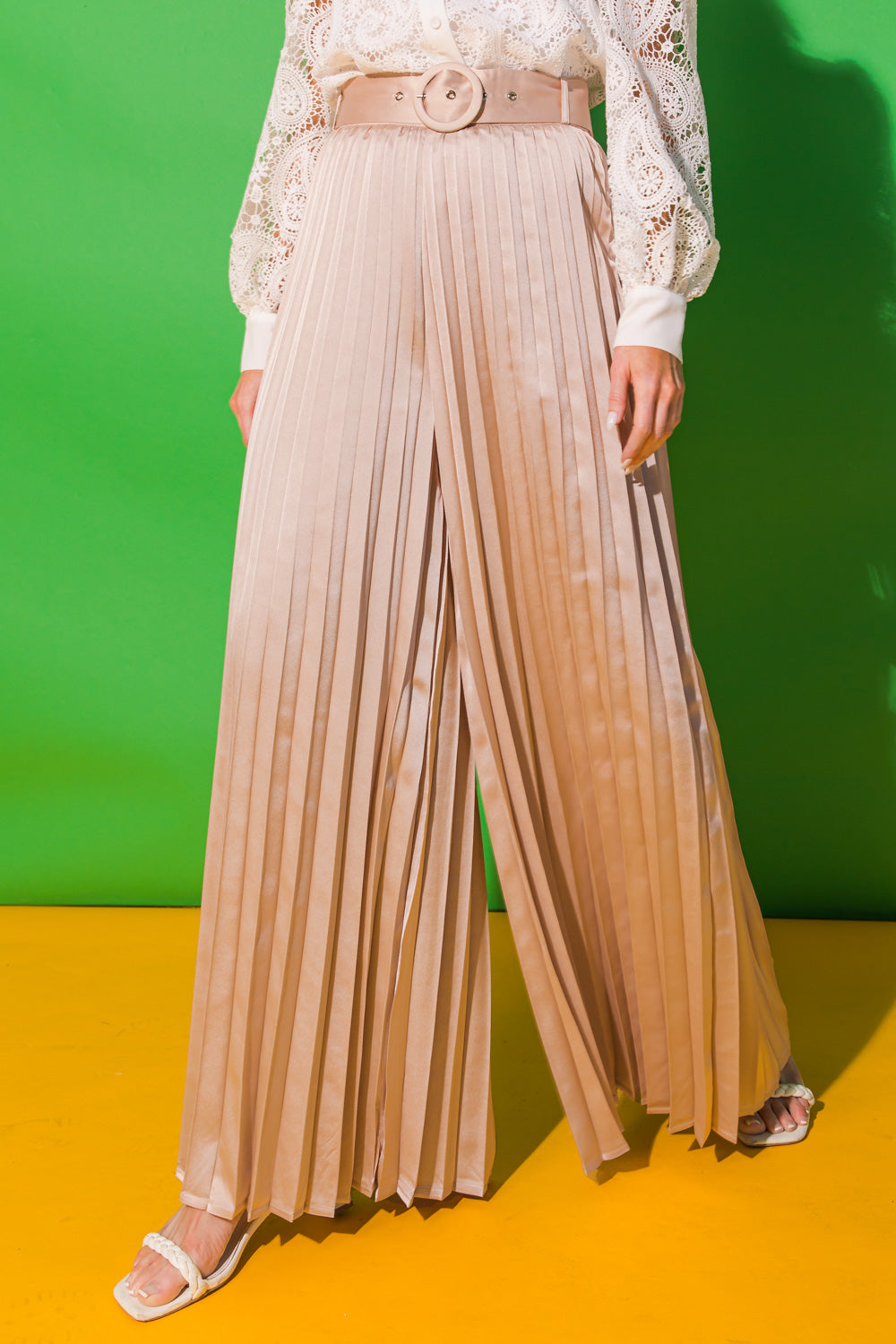 Accordion pleated hot sale palazzo pants