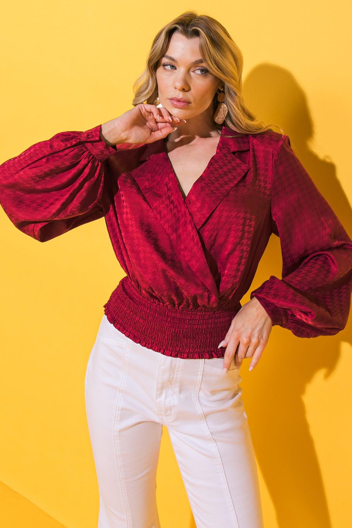 MESMERIZING SIGHT SATIN TOP.