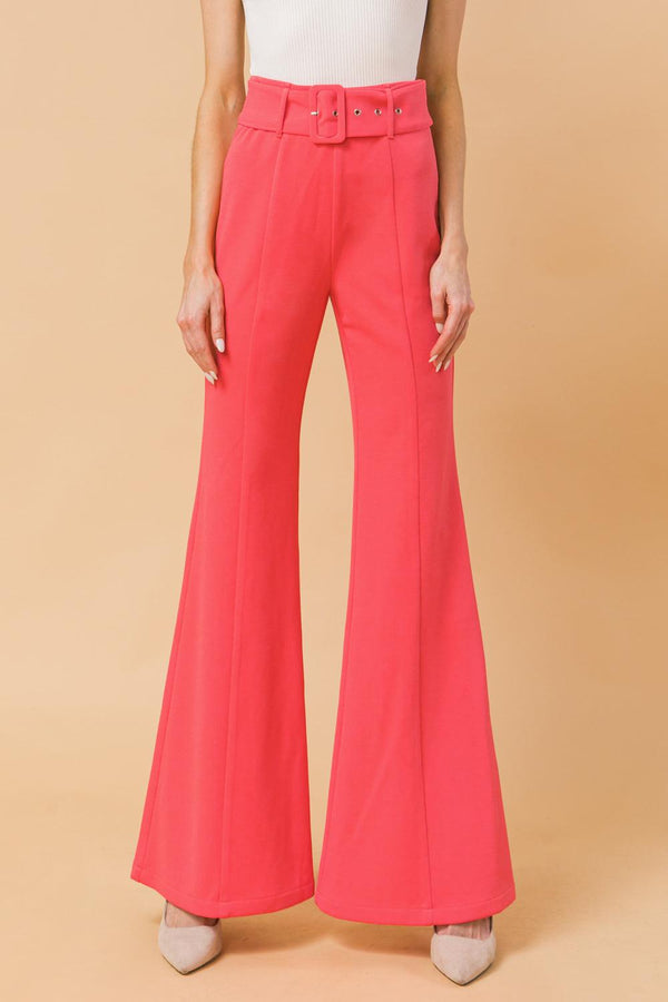 COUNTDOWN THE HOURS WOVEN FLARED PANTS.
