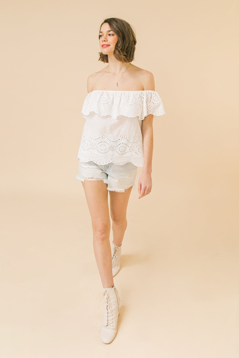 LEAD BY EXAMPLE EYELET TOP