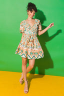 MOMENTS OF BLISS FLORAL WOVEN MINI DRESS.