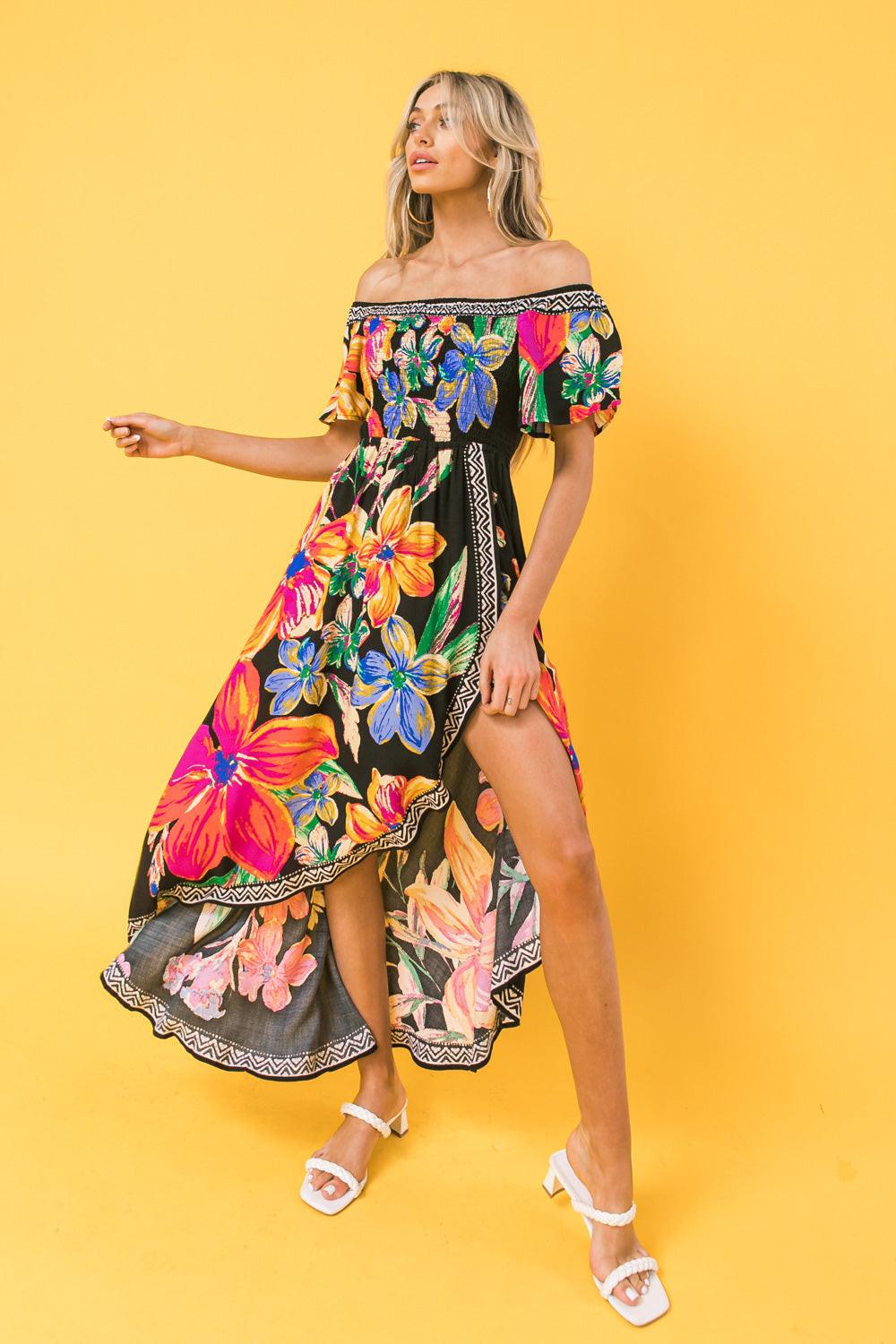 OUT OF OFFICE FLORAL MIDI DRESS.