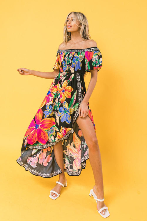 OUT OF OFFICE FLORAL MIDI DRESS.