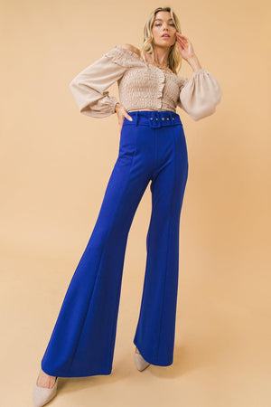 COUNTDOWN THE HOURS WOVEN FLARED PANTS.