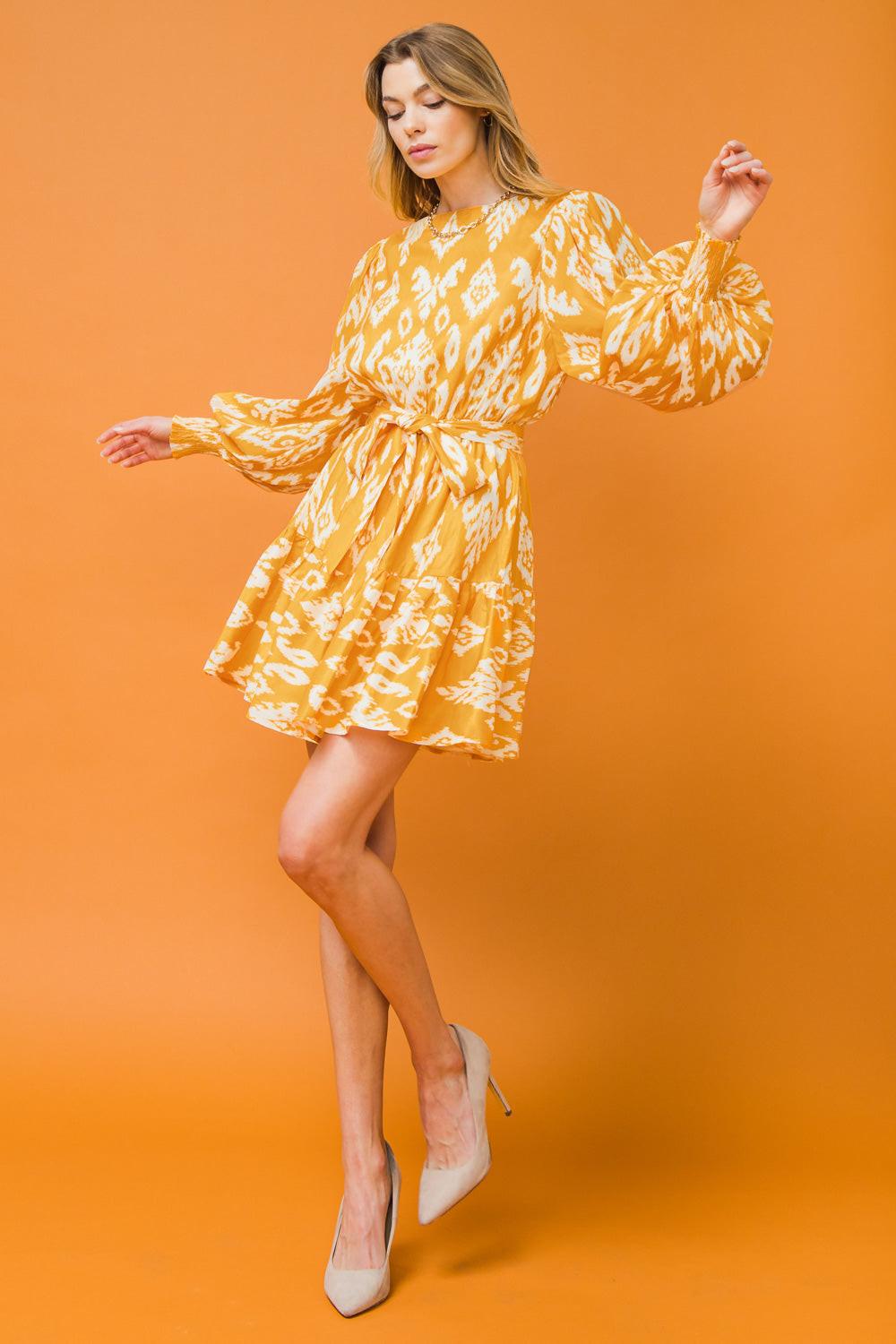 PHOTO FINISH WOVEN MINI DRESS.