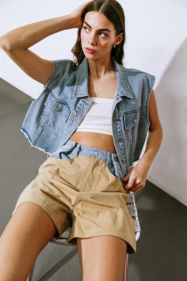 CLAIM TO FAME DENIM VEST.