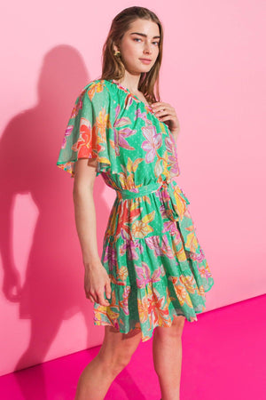 ONCE UPON A LOVE WOVEN MINI DRESS.