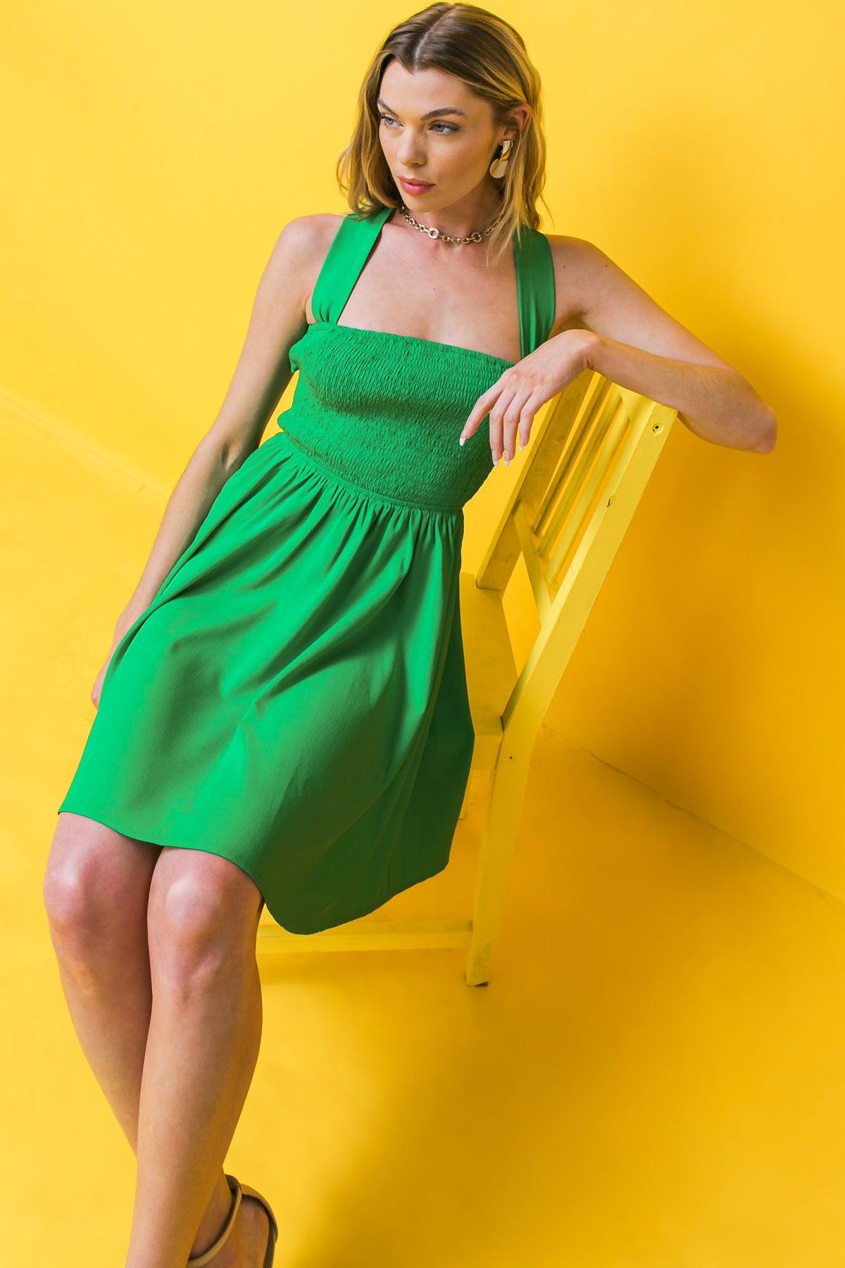 EXCEPTIONAL VIBE WOVEN MINI DRESS.