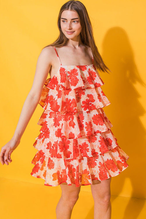 SALOME FLORAL WOVEN MINI DRESS.