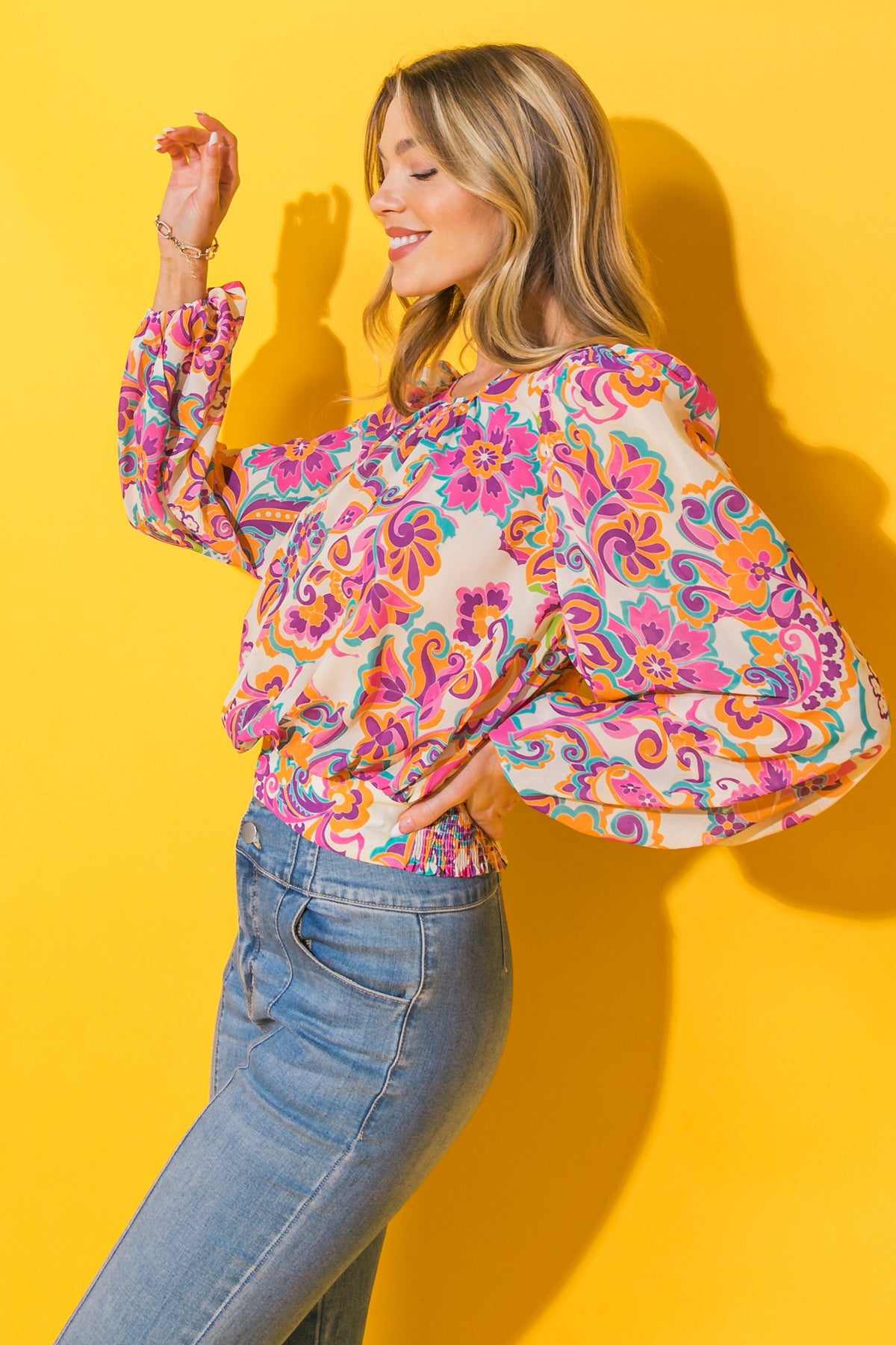 SO GENUINE FLORAL WOVEN TOP