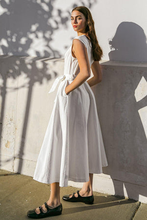 DELICATE DREAMS WOVEN MIDI DRESS.