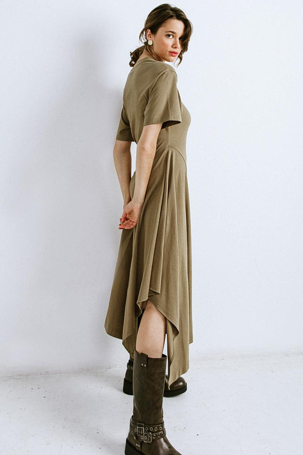 RIGHT ON CUE KNIT MIDI DRESS.