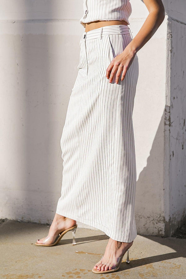 GET TO THE POINT WOVEN MIDI SKIRT.