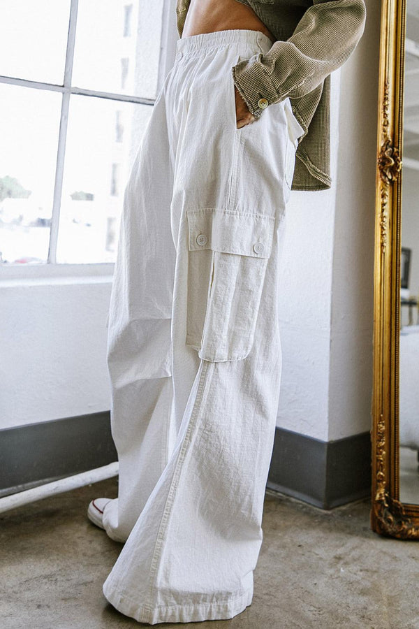 FOREVER BY YOUR SIDE WOVEN CARGO PANTS.