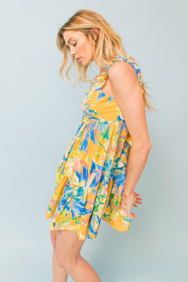 SWEETEST SENSATION WOVEN MINI DRESS.