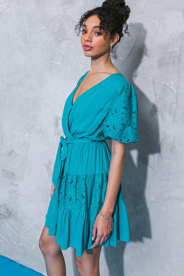 A VERY LONG ENGAGEMENT WOVEN MINI DRESS.
