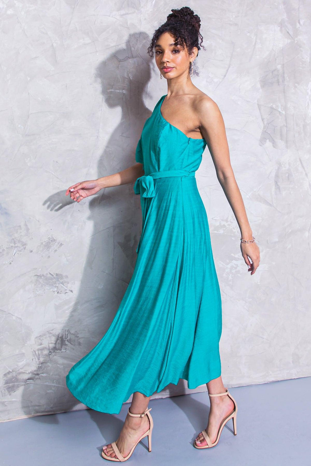 DAYS OF HEAVEN WOVEN MIDI DRESS.
