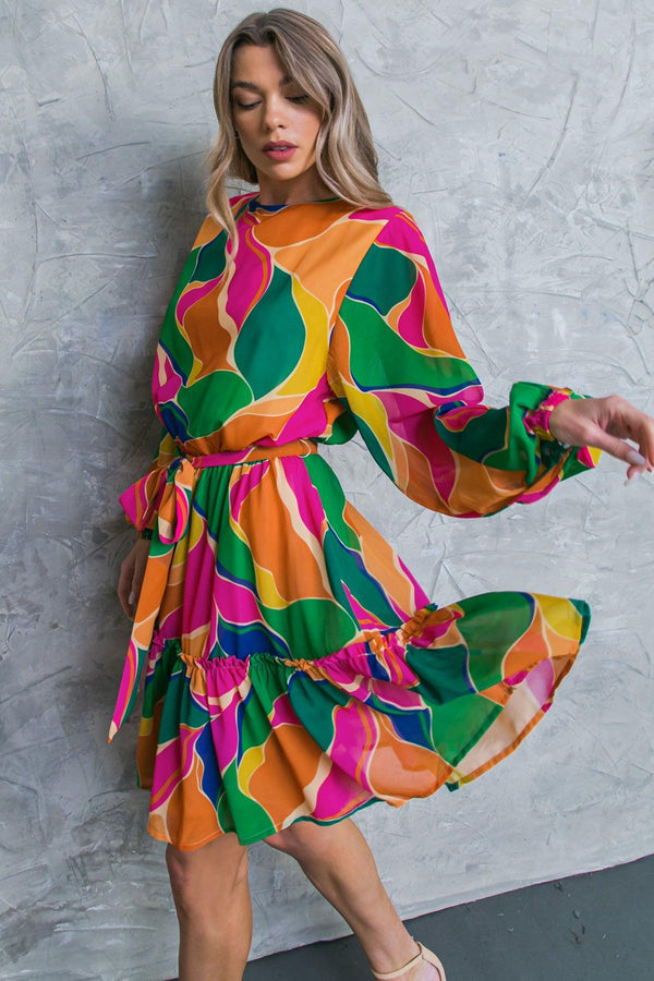 THANK ME LATER WOVEN MINI DRESS.