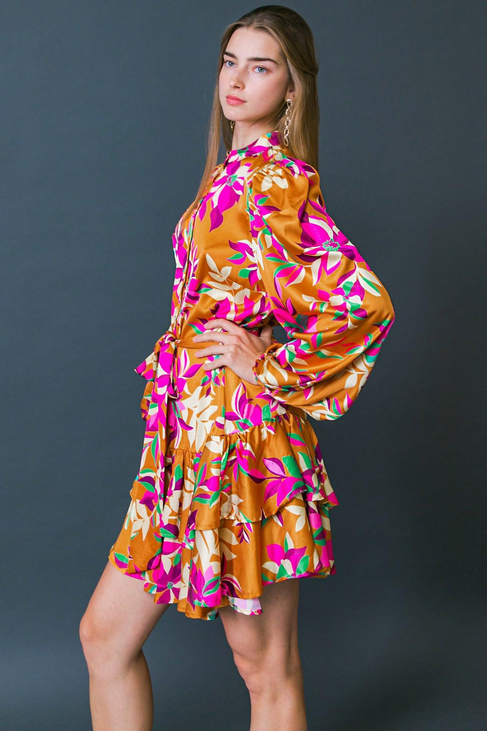JUST BELIEVE IN ME WOVEN MINI DRESS.
