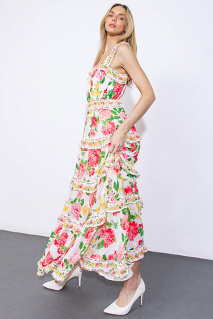 PULLING HEARTSTRINGS WOVEN MAXI DRESS.