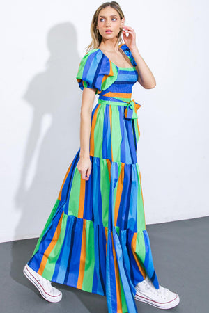 ALL ABOUT THE VIBE WOVEN MAXI DRESS.