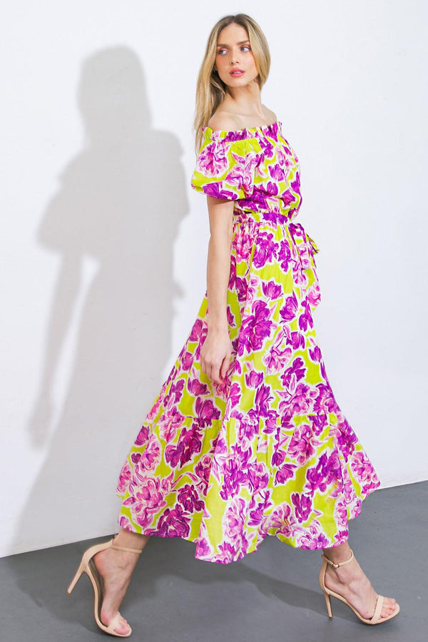 I'M IN CHARGE WOVEN MIDI DRESS.