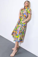 KEEP BLOOMING WOVEN MIDI DRESS.