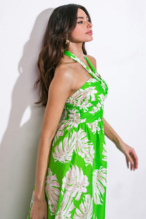 CAUSE A SCENE WOVEN MIDI DRESS.